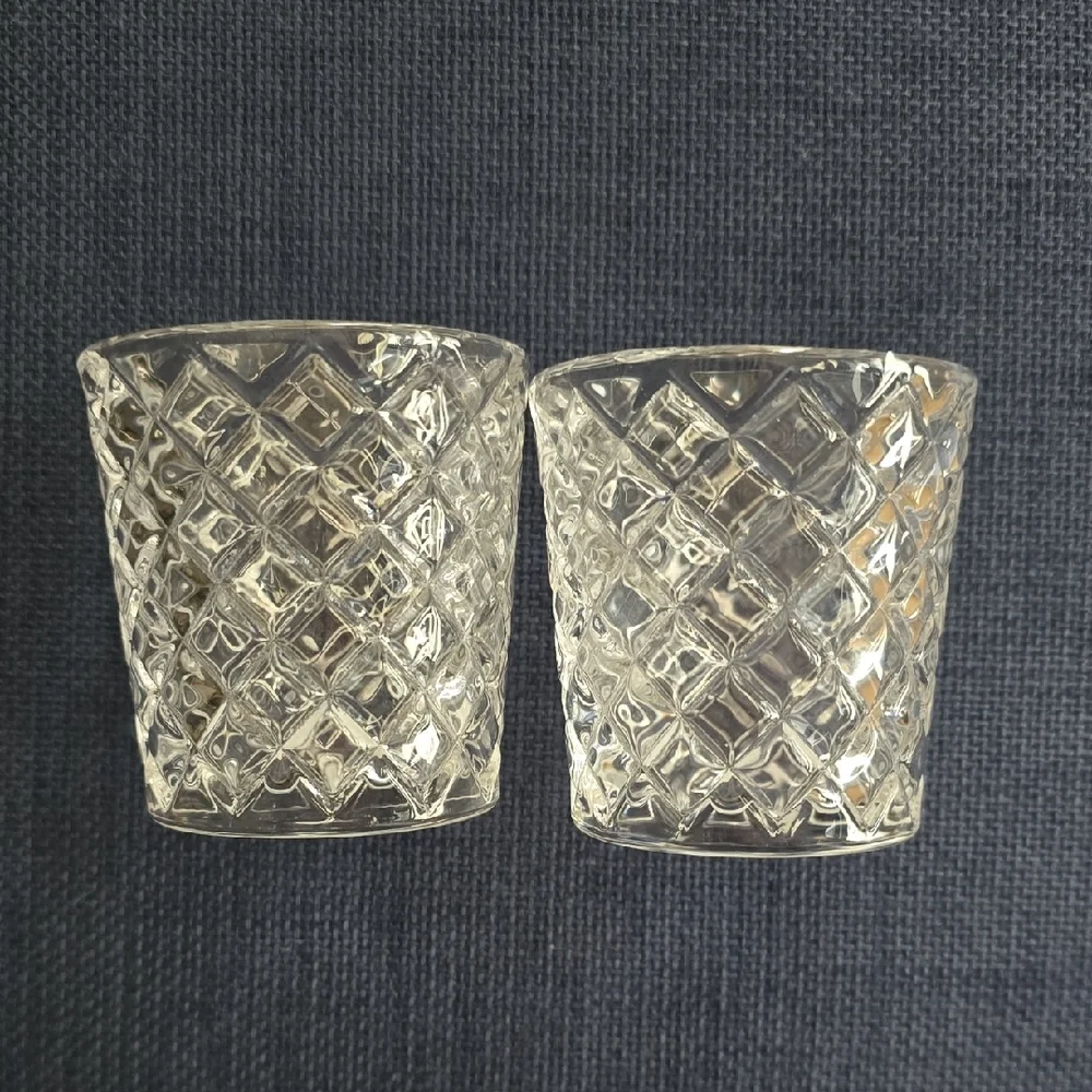 TWO 3 oz Crate & Barrel Clear Faceted Shot Glasses (Set of 2) Nwt No Box